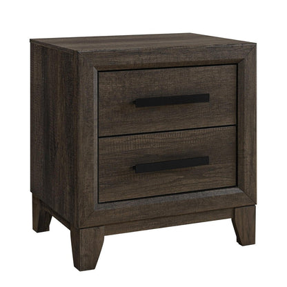 22" Dark Brown And Brown Wood Two Drawer Nightstand