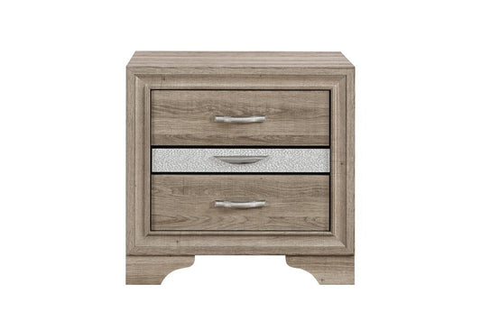 26" Natural Wood Two Drawer Nightstand