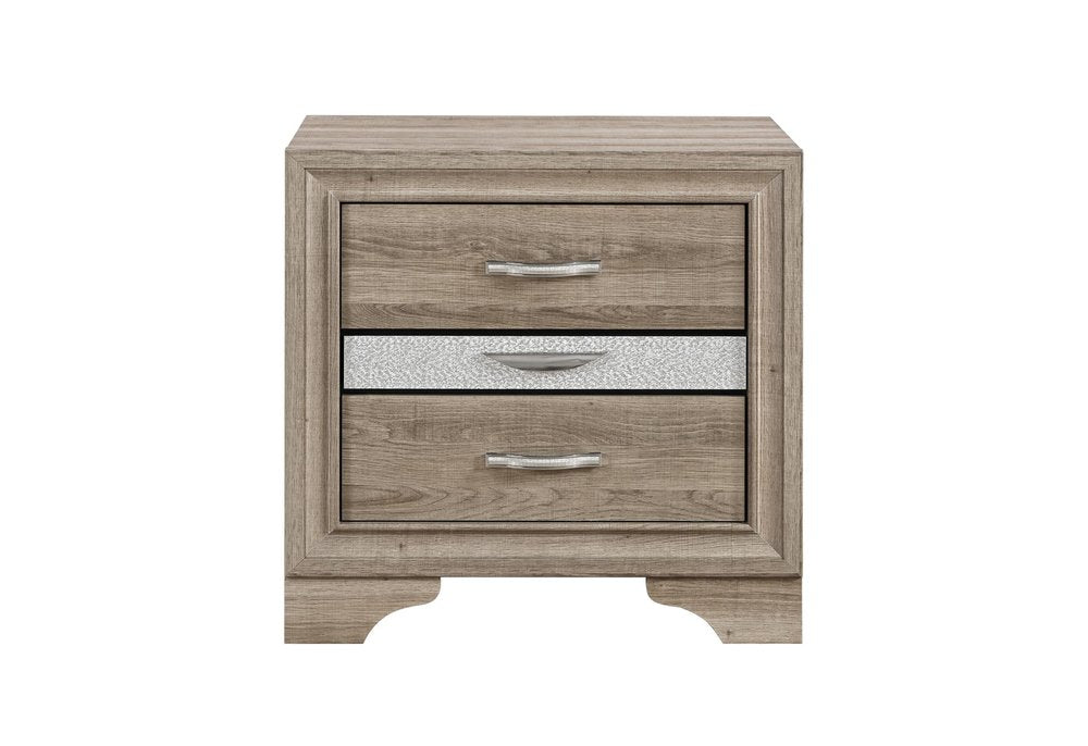 26" Natural Wood Two Drawer Nightstand — view 1