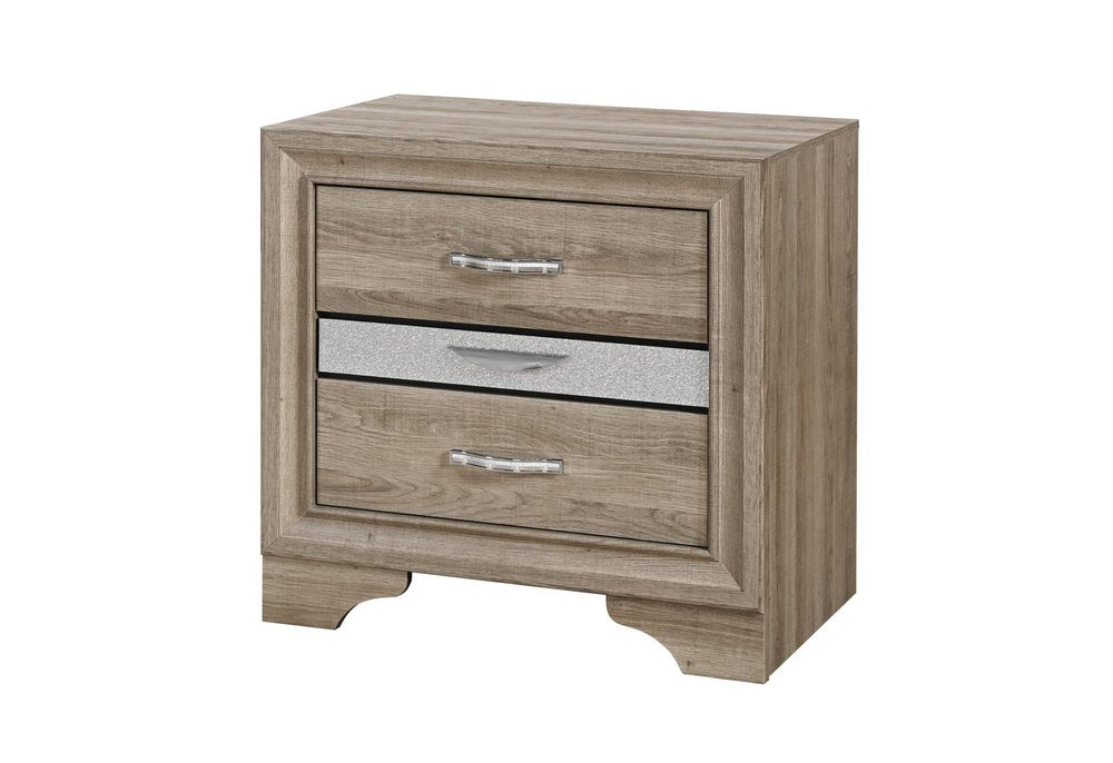 26" Natural Wood Two Drawer Nightstand — view 2
