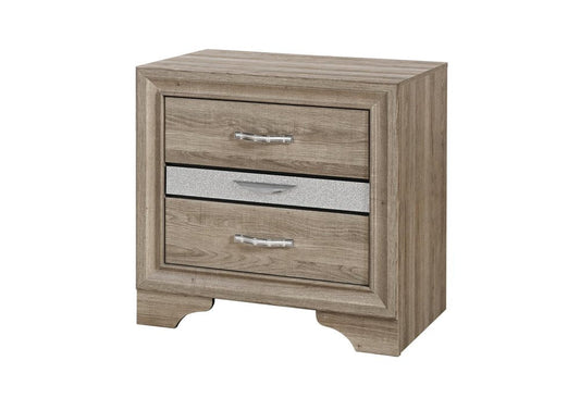 26" Natural Wood Two Drawer Nightstand