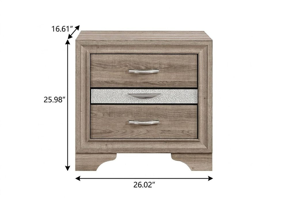 26" Natural Wood Two Drawer Nightstand — view 4