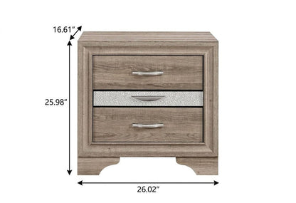26" Natural Wood Two Drawer Nightstand