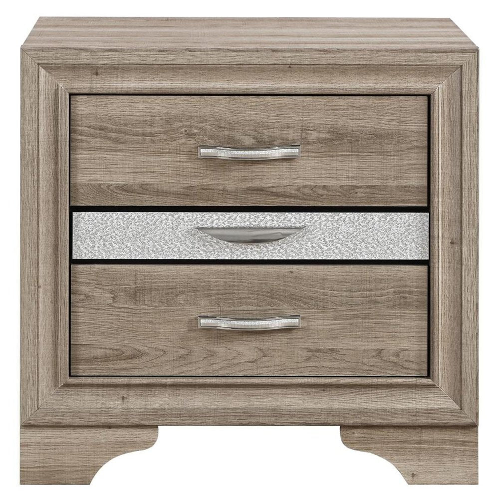 26" Natural Wood Two Drawer Nightstand HomeRoots