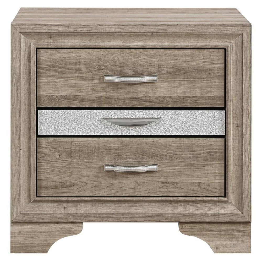 26" Natural Wood Two Drawer Nightstand — view 6