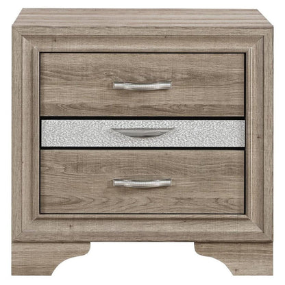 26" Natural Wood Two Drawer Nightstand HomeRoots