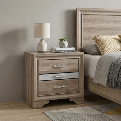 26" Natural Wood Two Drawer Nightstand HomeRoots