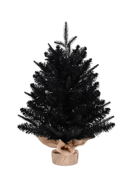 2' Black Full Fir Christmas Tree With Burlap Base