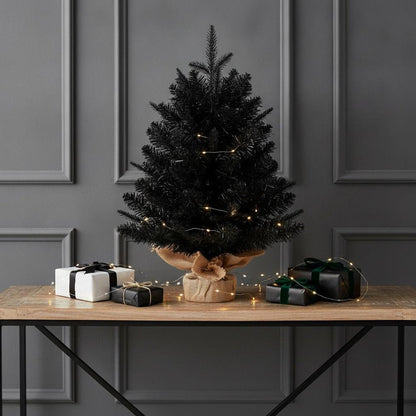 2' Black Full Fir Christmas Tree With Burlap Base