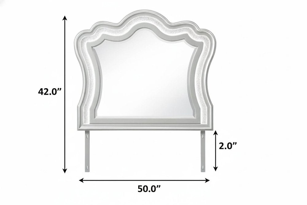 42" X 50" Silver Wood Crowned Top Lighted Dresser Mount Framed — view 3