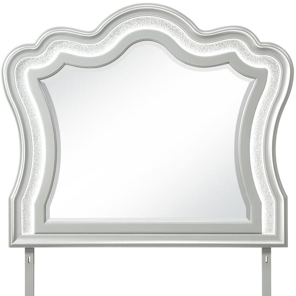 42" X 50" Silver Wood Crowned Top Lighted Dresser Mount Framed HomeRoots