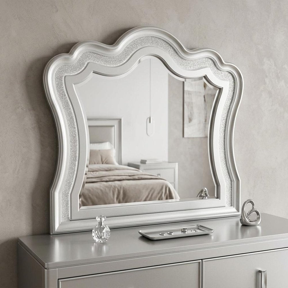 42" X 50" Silver Wood Crowned Top Lighted Dresser Mount Framed HomeRoots