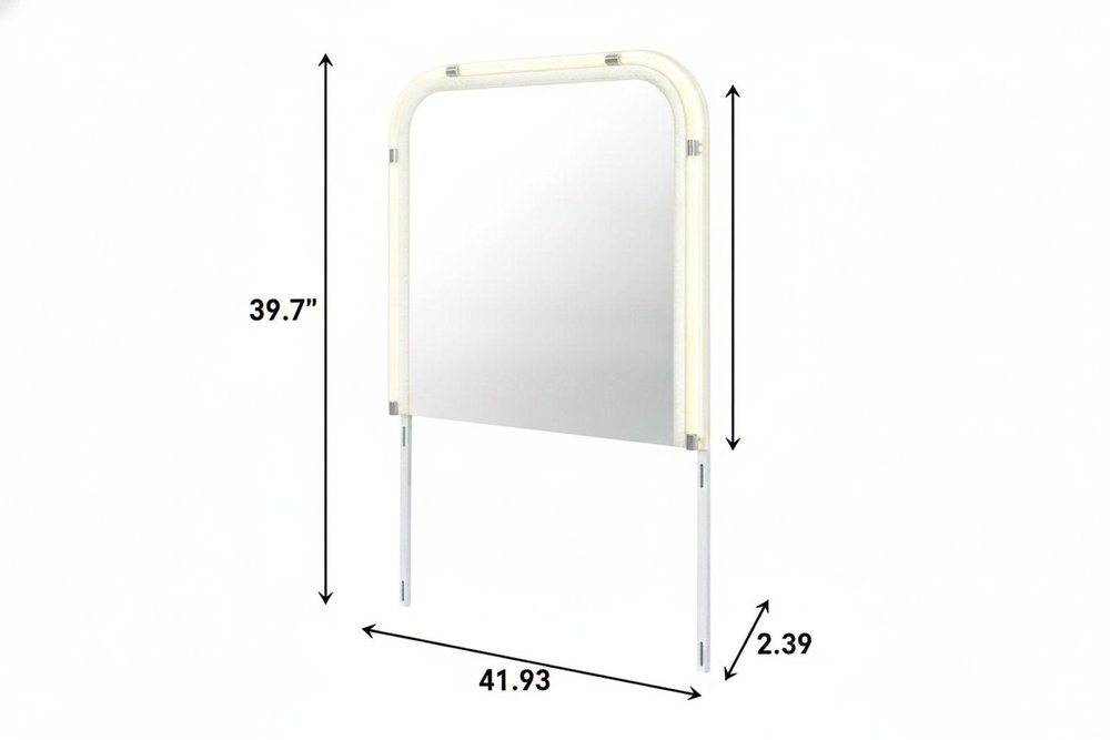 40" X 42" Beige Wood Lighted Dresser Mount Floating Framed — view 3
