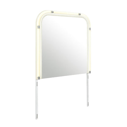 40" X 42" Beige Wood Lighted Dresser Mount Floating Framed