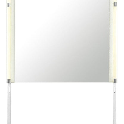 40" X 42" Beige Wood Lighted Dresser Mount Floating Framed