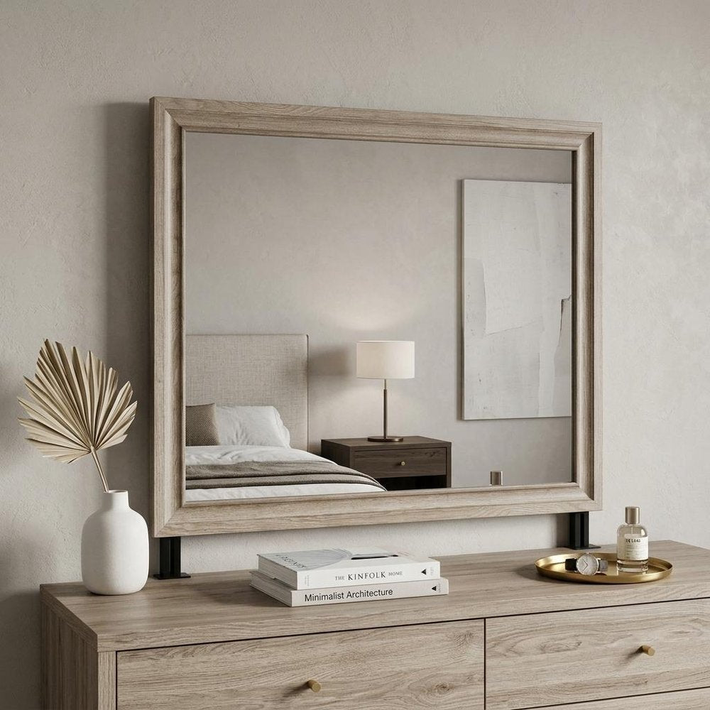 46" X 37" Natural Wood Dresser Mount Framed HomeRoots