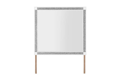 36" X 38" White And Silver Wood Freestanding Framed Dresser Mirror