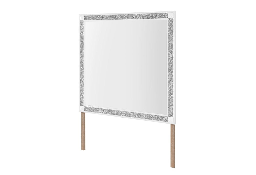 36" X 38" White And Silver Wood Freestanding Framed Dresser Mirror HomeRoots