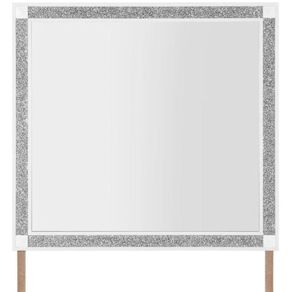 36" X 38" White And Silver Wood Freestanding Framed Dresser Mirror HomeRoots