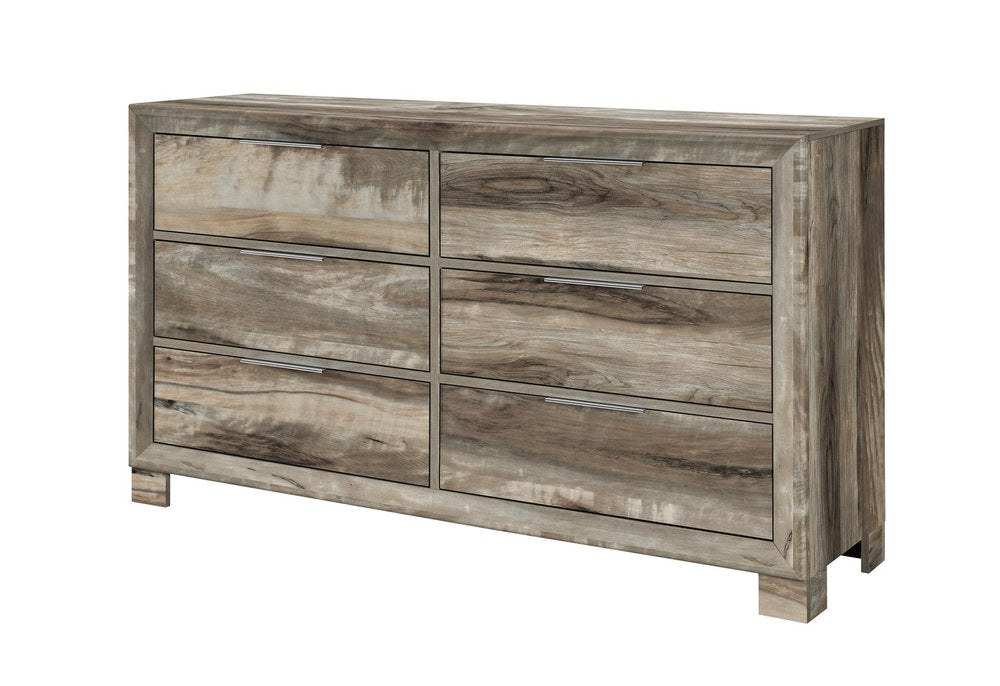 59" Brown Wood Six Drawer Double Dresser HomeRoots