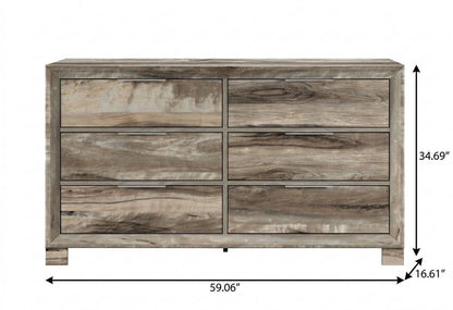 59" Brown Wood Six Drawer Double Dresser HomeRoots