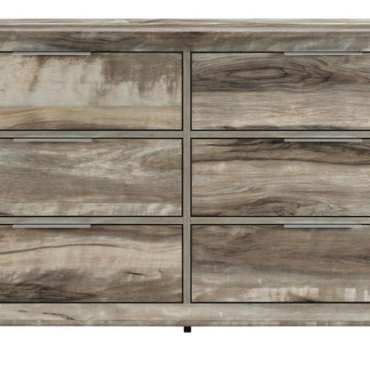 59" Brown Wood Six Drawer Double Dresser