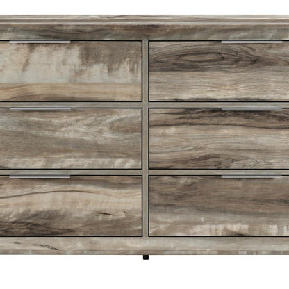 59" Brown Wood Six Drawer Double Dresser
