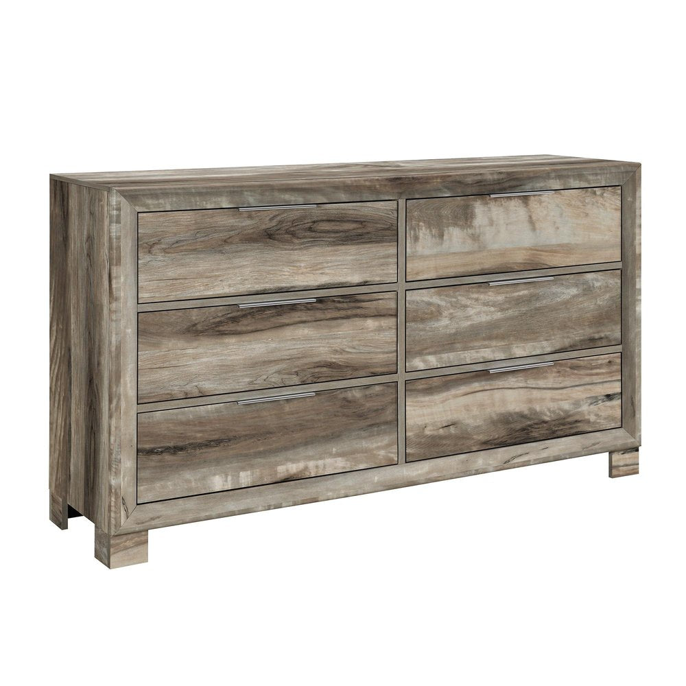 59" Brown Wood Six Drawer Double Dresser HomeRoots