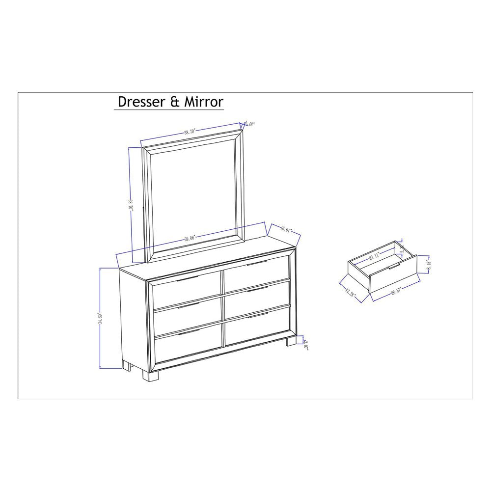 59" Brown Wood Six Drawer Double Dresser — view 10