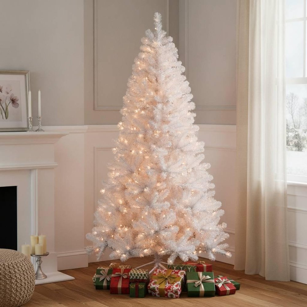 6' White Full Fir Christmas Tree With Tree Stand