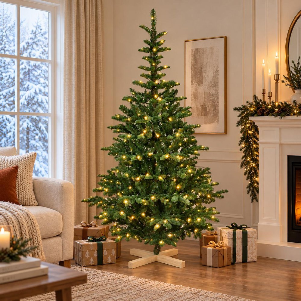7' Sparse Fir Christmas Tree With Tree Stand
