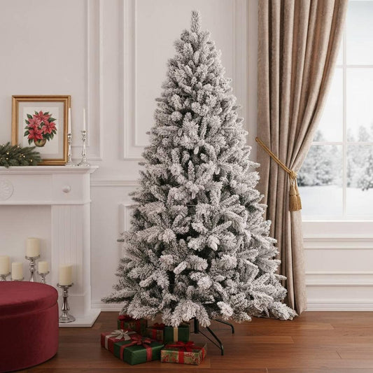 7.5' White Full Flocked Fir Christmas Tree