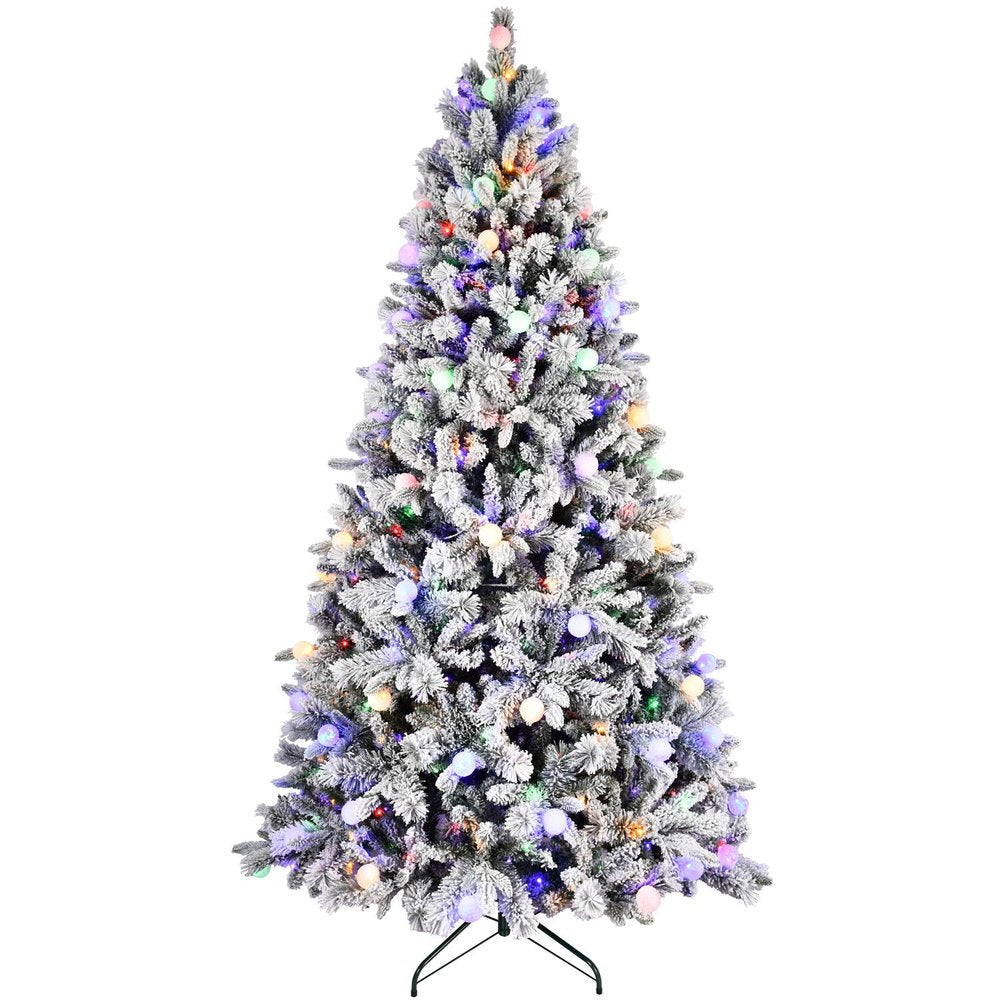 7.5' White Full Flocked Fir Christmas Tree HomeRoots