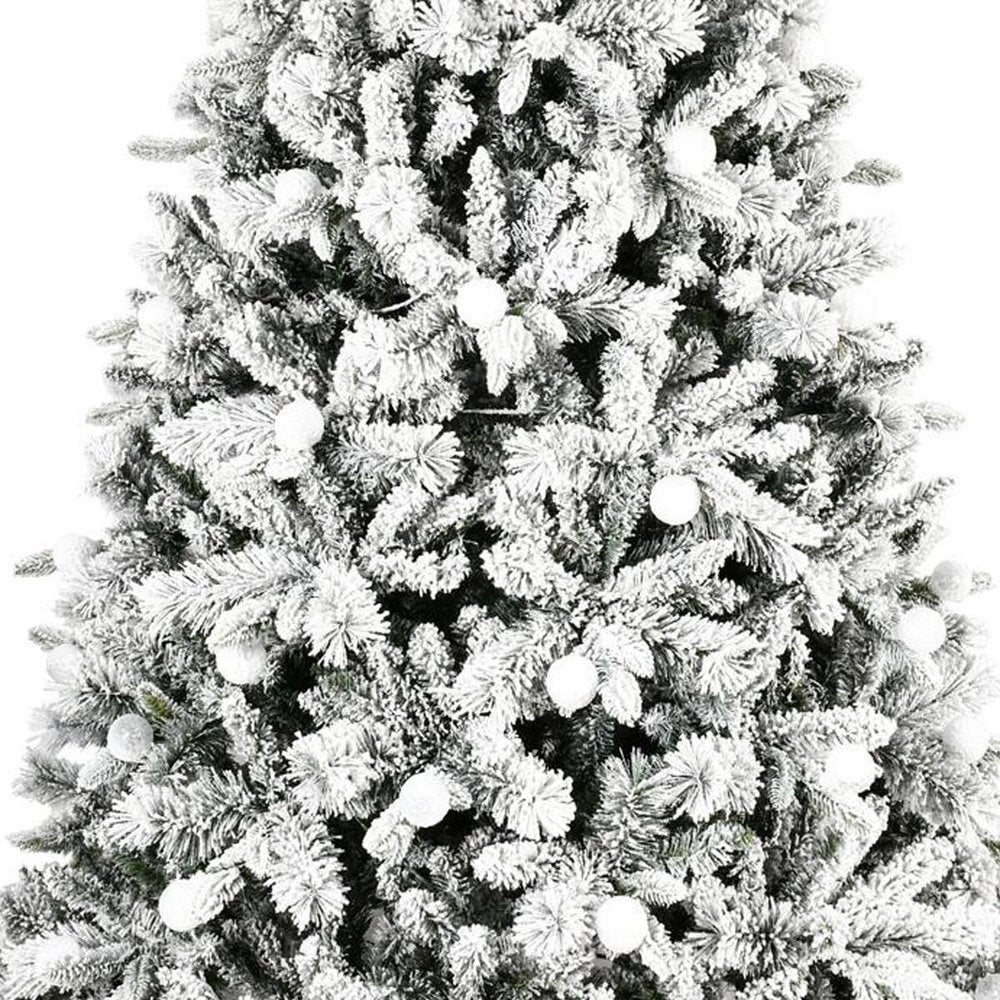 7.5' White Full Flocked Fir Christmas Tree — view 9