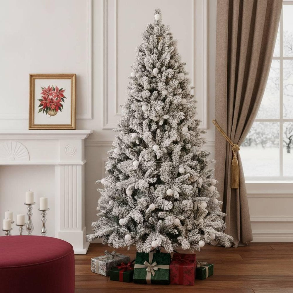 7.5' White Full Flocked Fir Christmas Tree HomeRoots