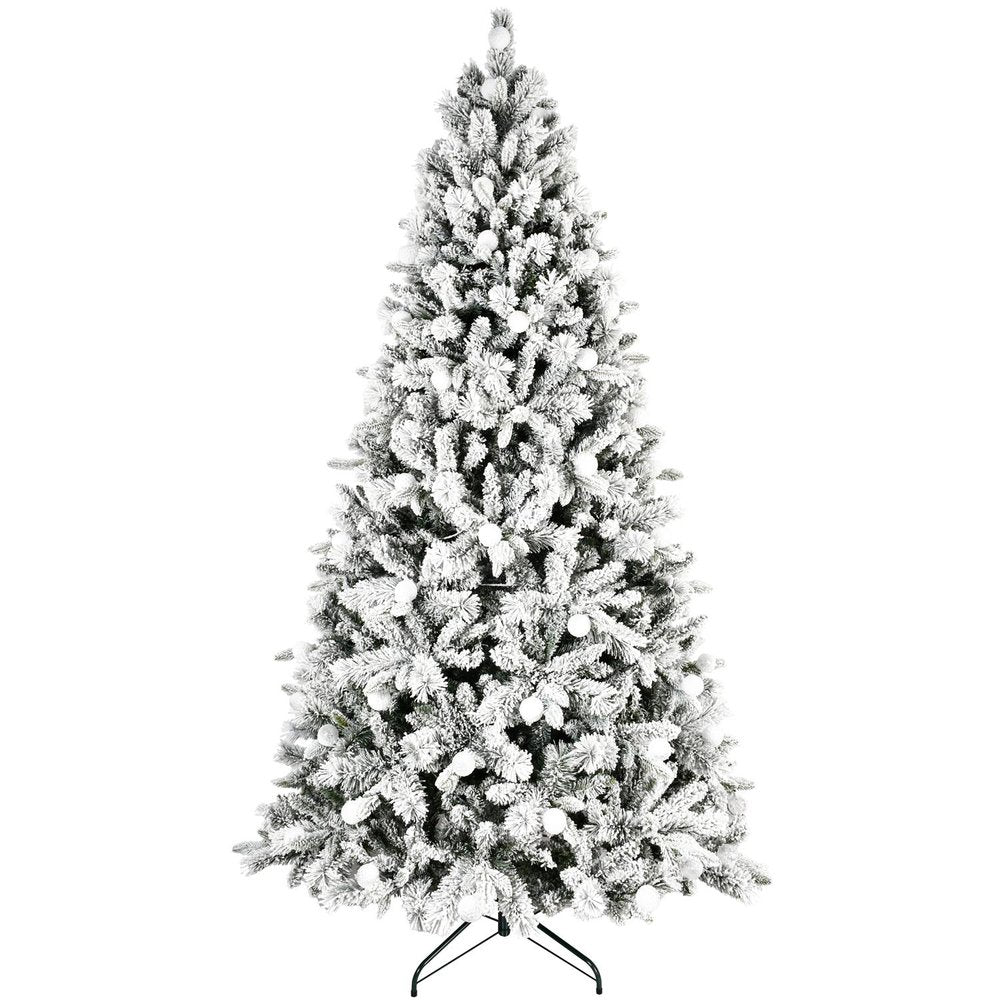 7.5' White Full Flocked Fir Christmas Tree — view 6