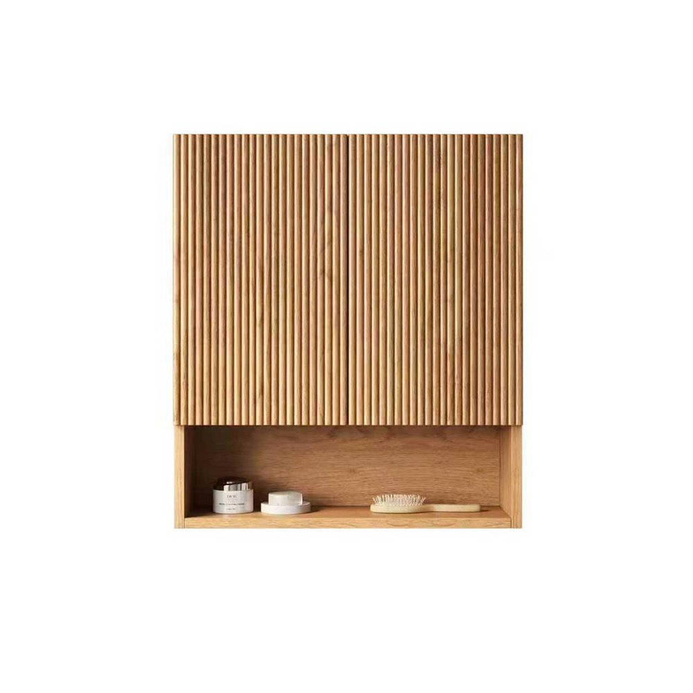 26" Brown Wood Floating Double Door Bathroom Vanity HomeRoots