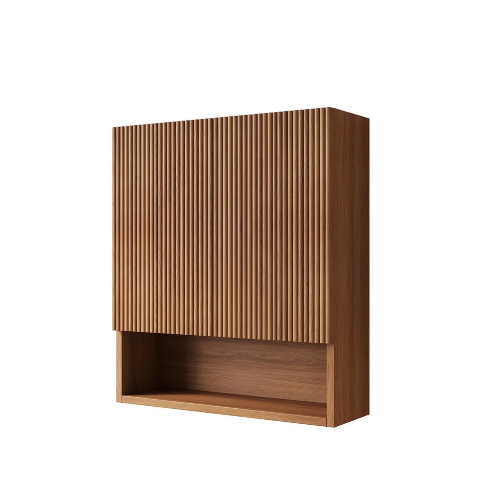 26" Brown Wood Floating Double Door Bathroom Vanity — view 3