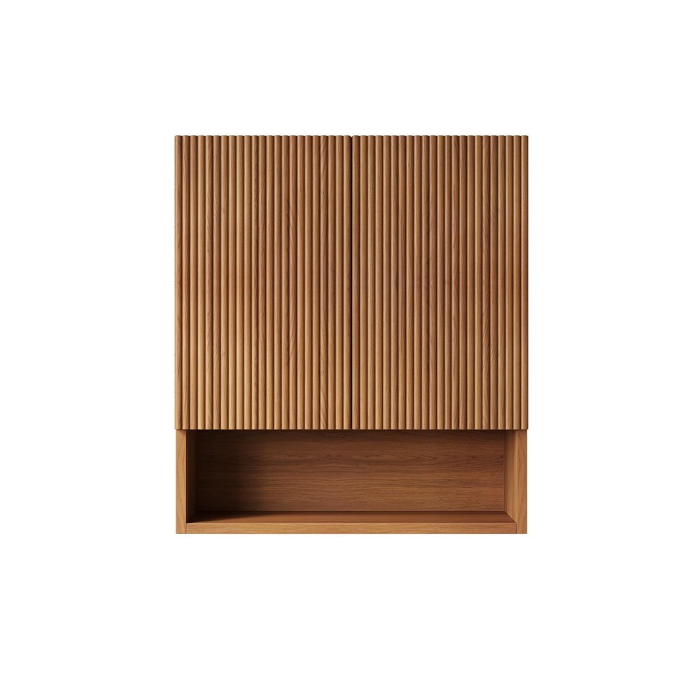 26" Brown Wood Floating Double Door Bathroom Vanity — view 4