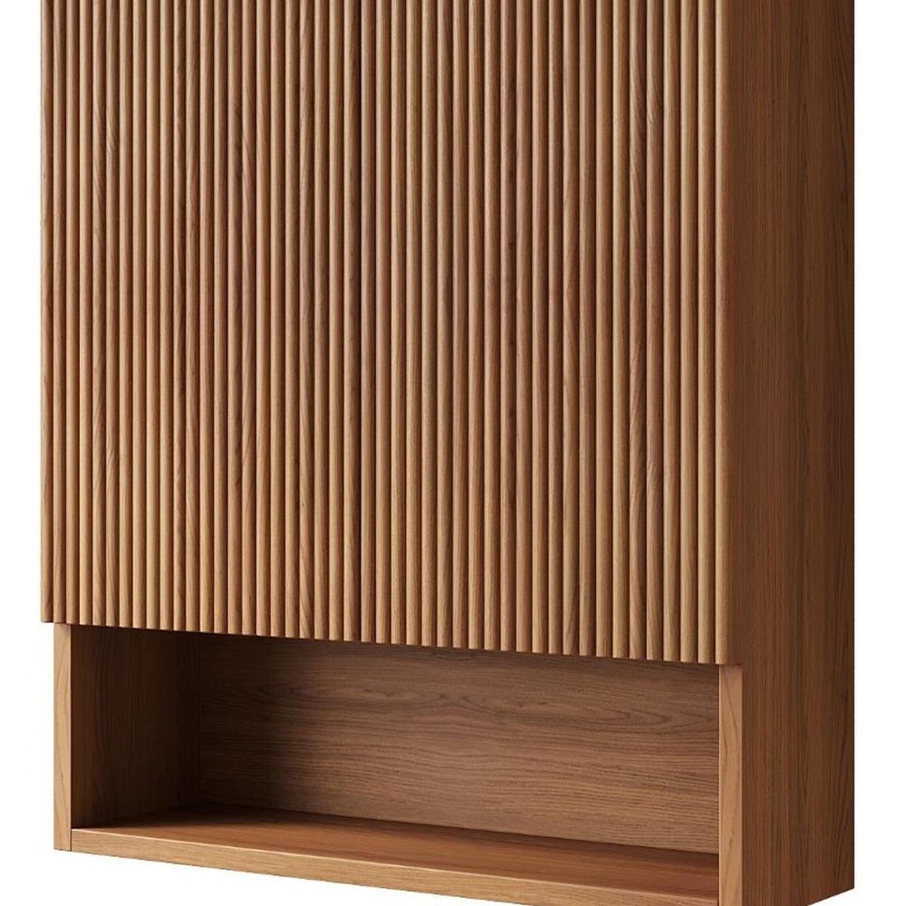 26" Brown Wood Floating Double Door Bathroom Vanity HomeRoots