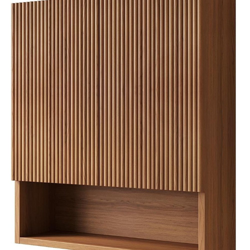 26" Brown Wood Floating Double Door Bathroom Vanity HomeRoots