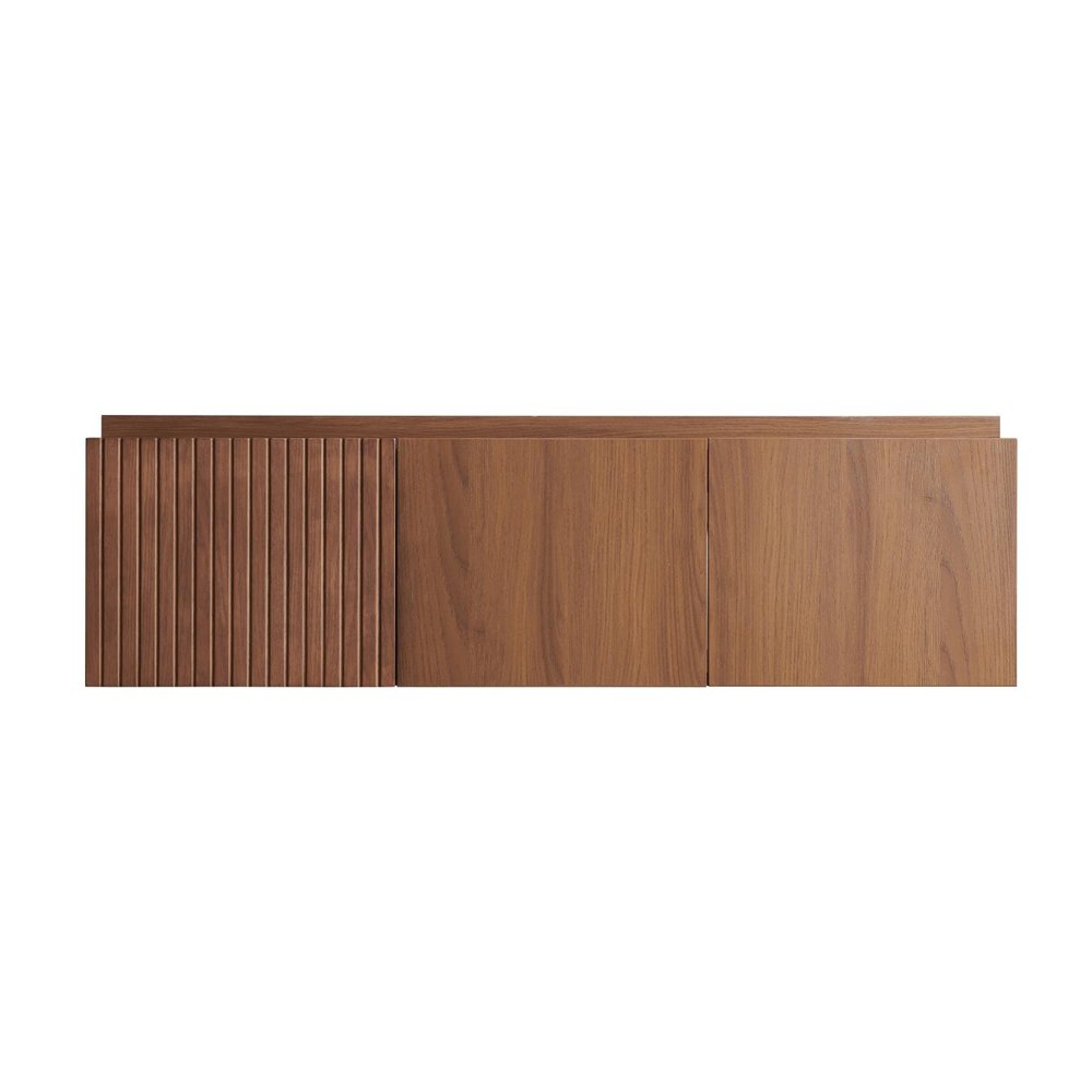 47" Brown Wood Floating Double Door Bathroom Vanity HomeRoots