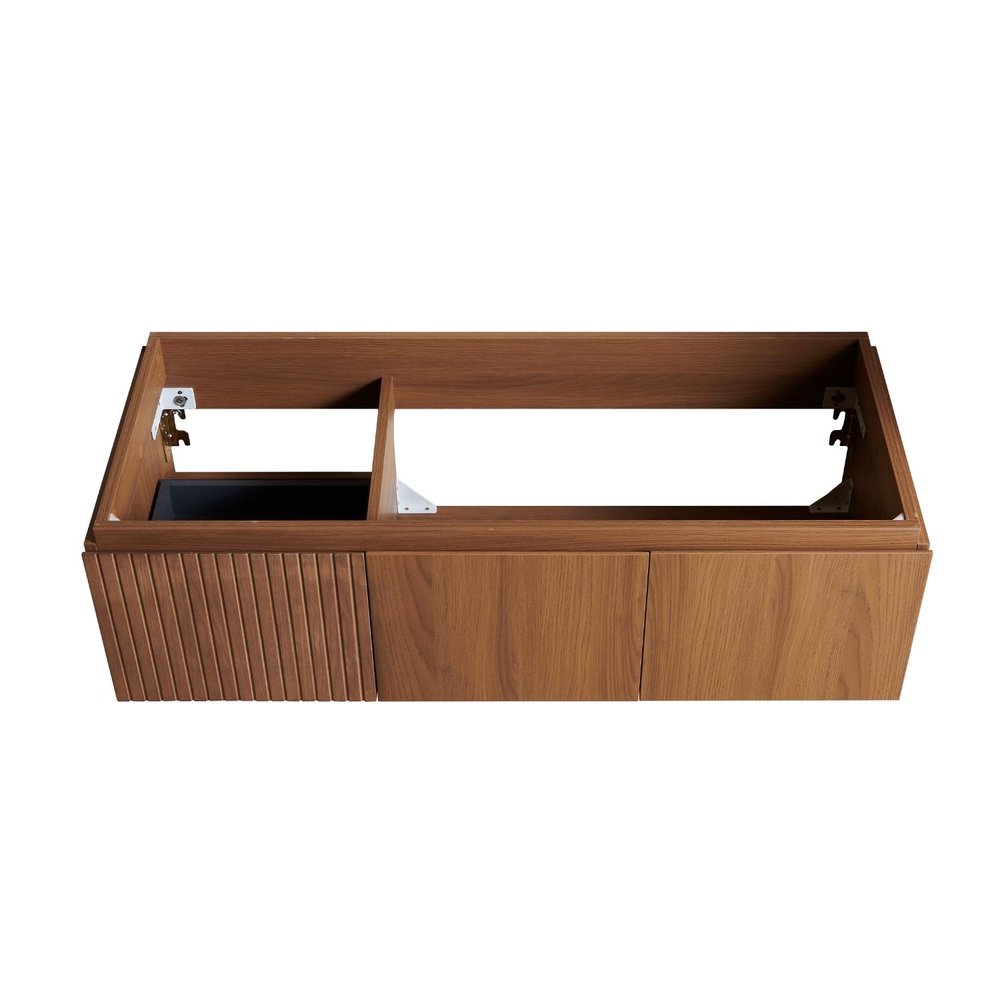 47" Brown Wood Floating Double Door Bathroom Vanity HomeRoots