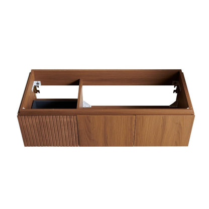 47" Brown Wood Floating Double Door Bathroom Vanity HomeRoots