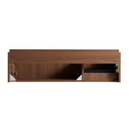 47" Brown Wood Floating Double Door Bathroom Vanity HomeRoots
