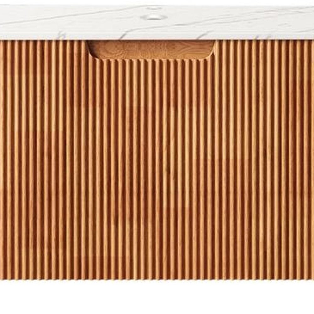 30" Brown Wood Floating Bathroom Vanity HomeRoots
