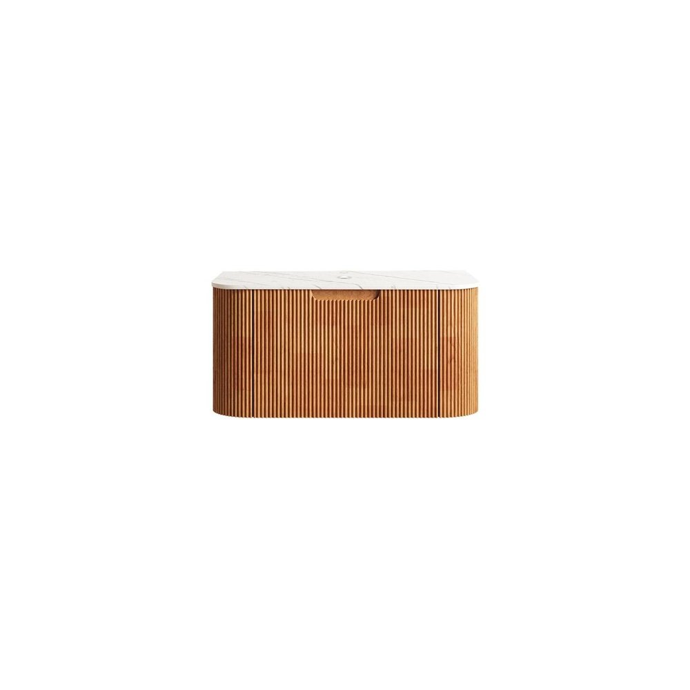 30" Brown Wood Floating Bathroom Vanity HomeRoots
