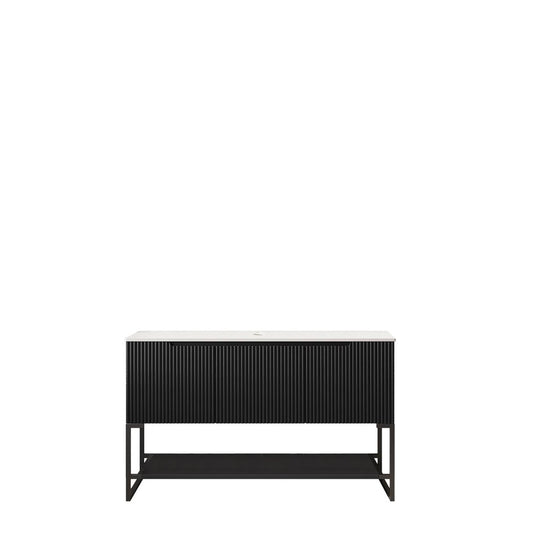 48" Black Wood Three Door Bathroom Vanity