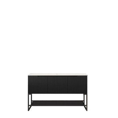 48" Black Wood Three Door Bathroom Vanity HomeRoots