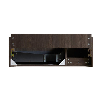 35" Brown Wood Floating Single Door Bathroom Vanity HomeRoots
